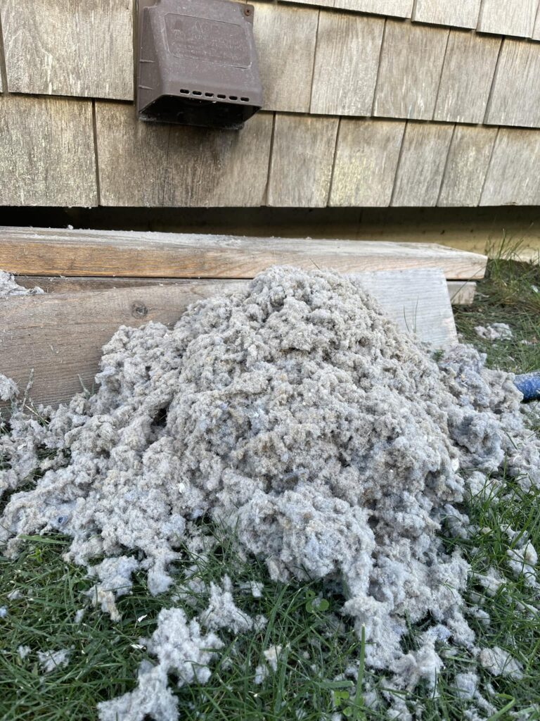 Lint removal during a dryer vent cleaning service